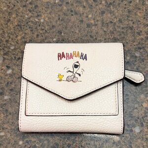 Coach Cream Leather Wallet with Snoopy and Woodstock